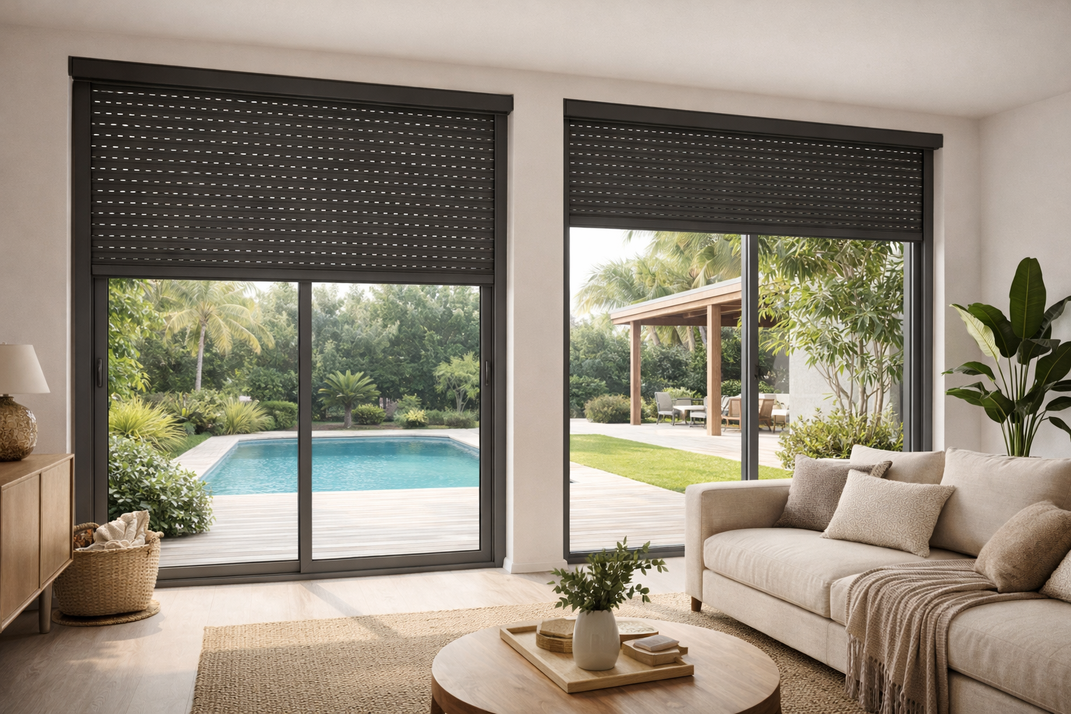 Interior con persianas modernas