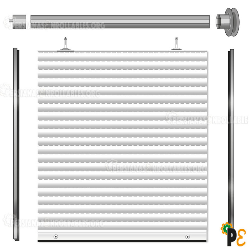 Persiana enrollable completa lamas curvas de aluminio térmicas C45 a medida